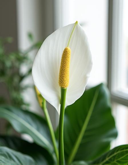 Spatifillo fiorito in un ambiente luminoso